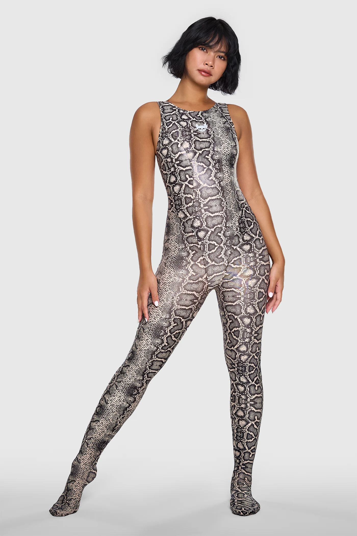 Snakeskin Unitard Beige & Black